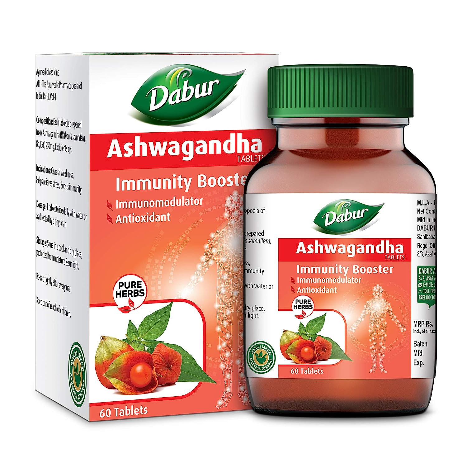 Dabur Ashwagandha Tablets General Wellness Tablets Stress Relief Rich in Antioxidants Immunity Booster Rich in Antioxidants Rejuvenates Body