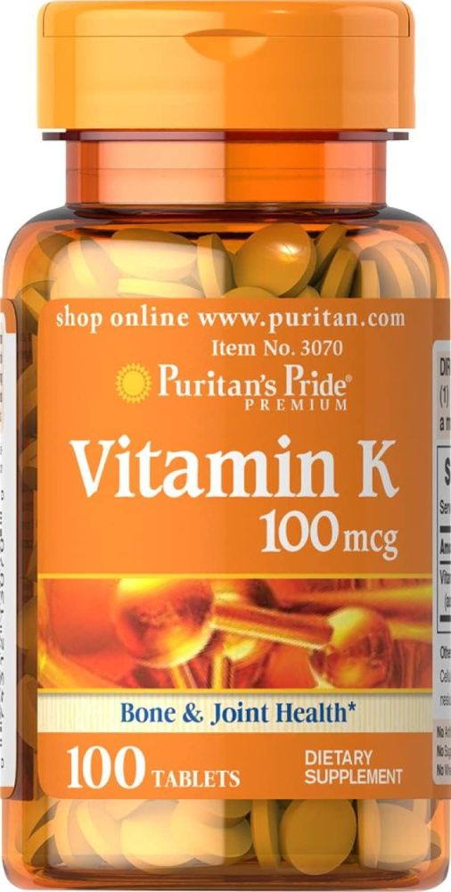 Puritan's Pride Vitamin K 100 mcg Supports Bone and Joint Health, 100 Count