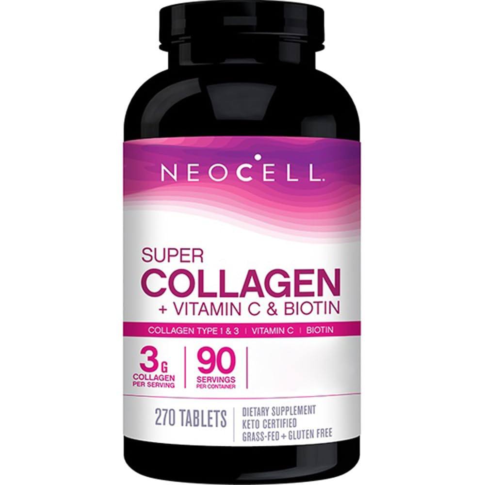 NeoCell, Super Collagen, with Vitamin C and Biotin, High Dose, 270 Tablets, Laboratory Tested, Gluten Free, Soy Free, GMO Free