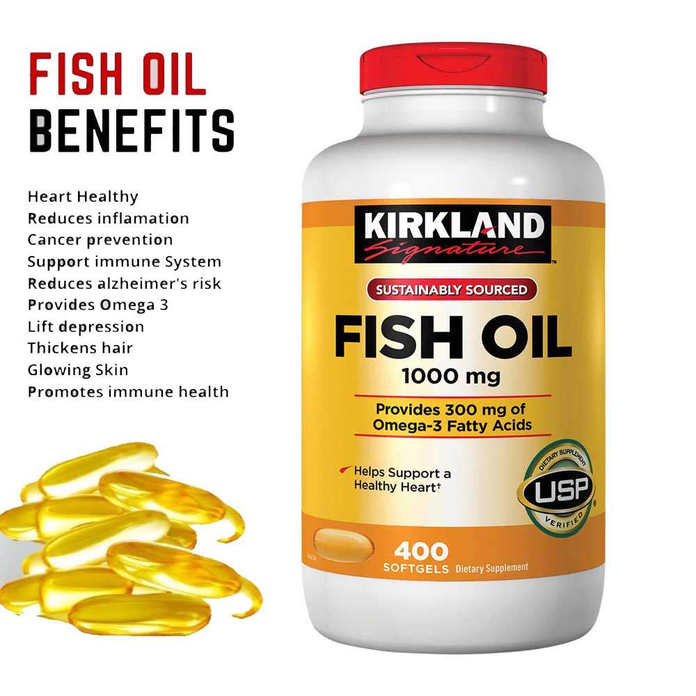 KIRKLAND Signature Sustainably Sourced Fish Oil 1000mg Helps Supports A Healthy Heart