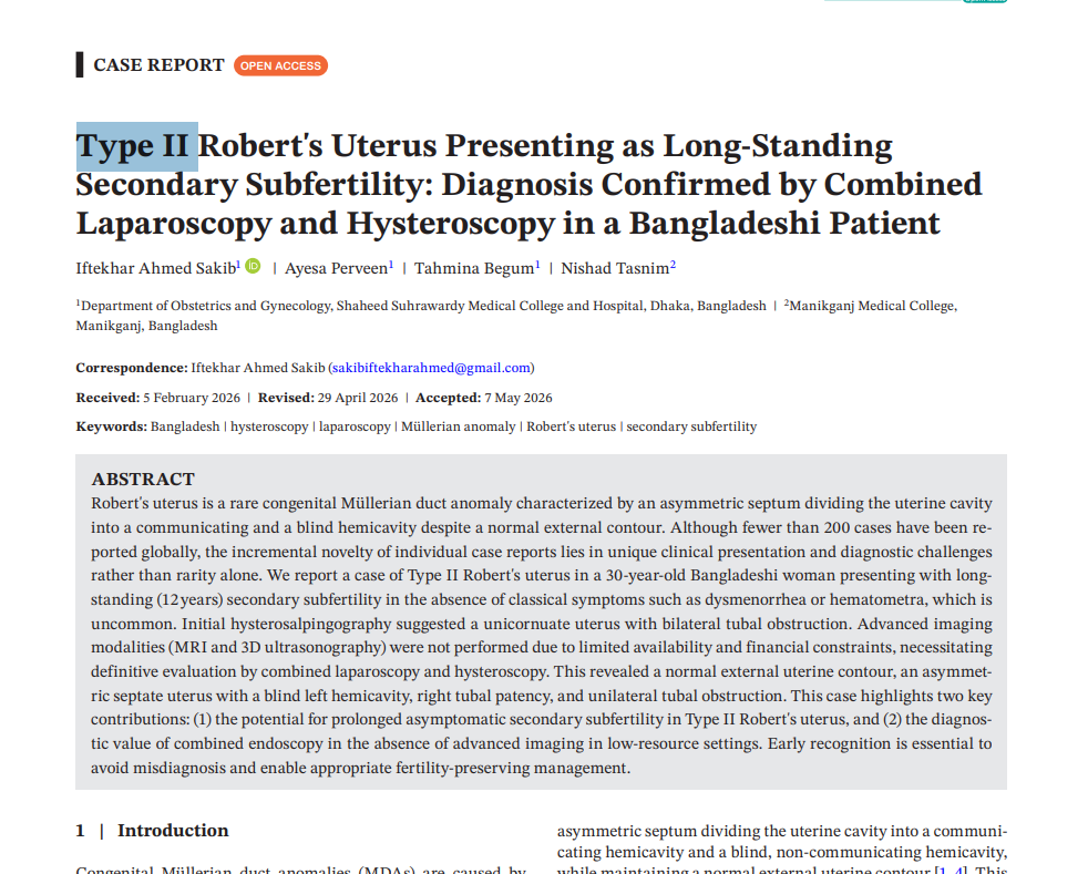 Type II Robert's Uterus Presenting as Long-Standing Secondary Subfertility