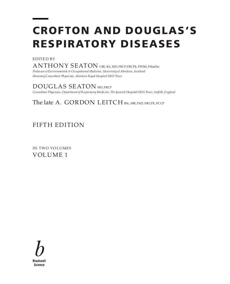 Crofton and Douglas's Respiratory Diseases